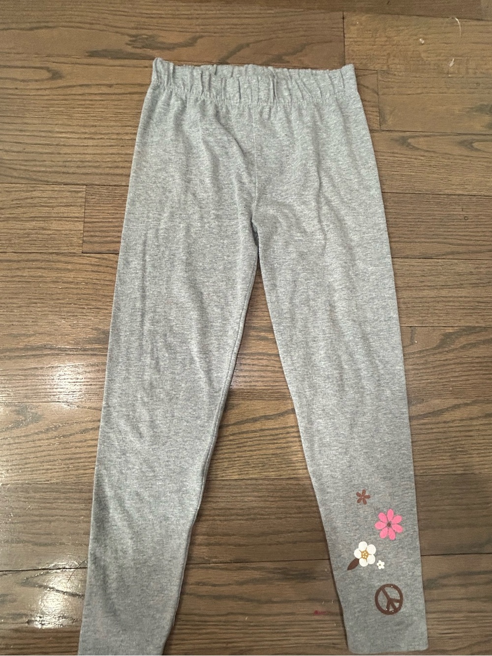 Girls Grey Leggings Size L 6X Floral Detail